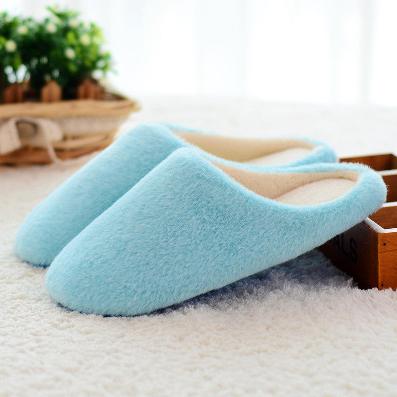 New Fashion Candy Color Women Men Winter Non-slip Fleece Indoor Household Floor Slippers Warm Soft Bottom Flats Shoes Zapatillas