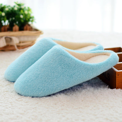 New Fashion Candy Color Women Men Winter Non-slip Fleece Indoor Household Floor Slippers Warm Soft Bottom Flats Shoes Zapatillas