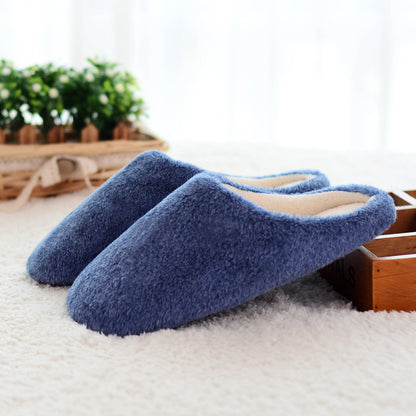 New Fashion Candy Color Women Men Winter Non-slip Fleece Indoor Household Floor Slippers Warm Soft Bottom Flats Shoes Zapatillas