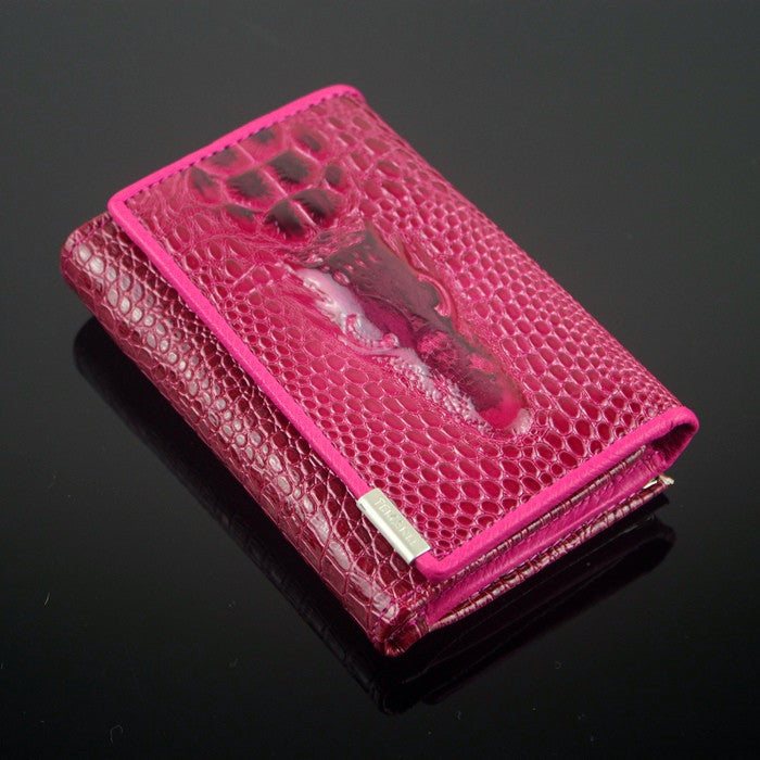 Free shipping Genuine leather women mini wallets , Crocodile 3D mini purse wholesale 2014 new fashion woman card holder wallets - Shopy Max