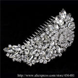 Rhinestone Crystals Comb Clear Flower Hair Comb for Wedding Women Jewelry Hair Accessories Bridal - Shopy Max