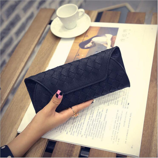 Women wallet leather long wallet women luxury brand fashion women knitting
