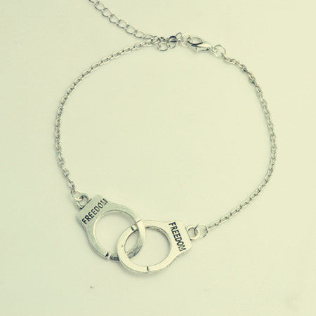 Silver Tone Handcuffs Chain Bracelet - Shopy Max