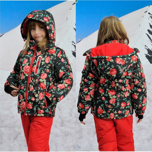 For -30 Degree Children Outerwear Warm Coat Sporty Ski Suit Kids Clothes Set Waterproof Windproof Girls Jackets For 3-14T