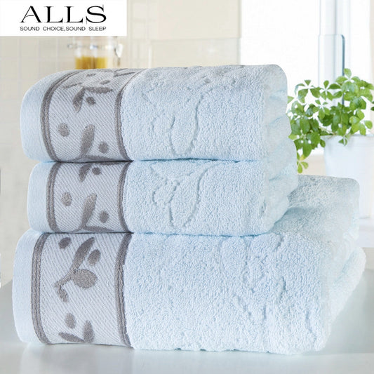 100% cotton leaves pink/beige/blue towel set bath towels for adults/child 2pcs - Shopy Max
