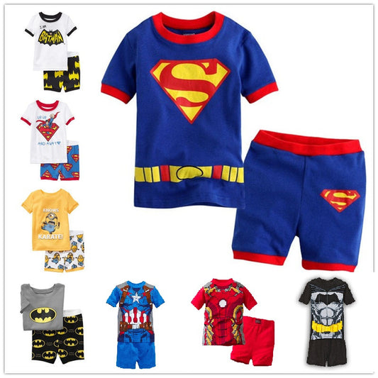 2016 new summer cotton  short sleeve clothes sets kids  pajamas girls pijama boys children's - Shopy Max
