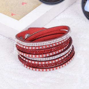 2014 Hot Selling ! New Women's Red Fashion Leather Charm Bracelet For Christmas Gifts New Year 13 Color ChoicesFree Shipping