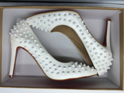Pumps Red Bottom High Heels Sexy Point Toe Red Bottom Ladies High Heels Rivet Patent - Shopy Max