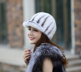 High Quality Women's Bucket Hat Real Genuine Mink Fur Skin Handmade Baseball Cap Chapeau