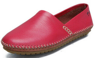 genuine leather shoes casual fashion moccasins female spring and autumn women's  flat single casual flat heel shoes lazy driving - Shopy Max