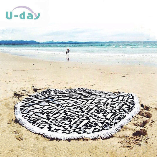 Large  Microfiber  Round Beach Towels  /150cm  Diameter With Tassels Sunbath