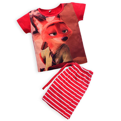 2016 Zootopia Children Clothing Set Summer Character Boys Girls Striped Clothes Sets