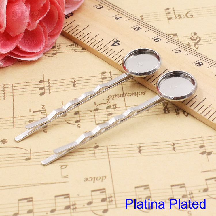 12mm Inner Size Metal Hairpins Blank Cabochon Hairpins Hair Snap - Shopy Max