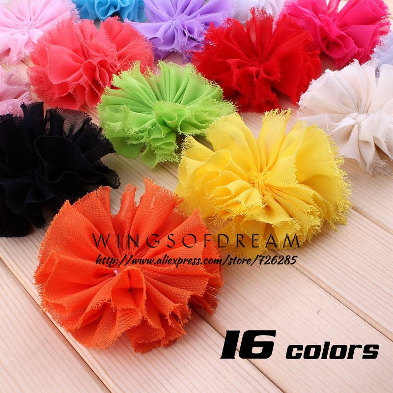 (120pcs/lot)3" 16 Colors V Ruffed Satin Shabby Flower For Decoration Classic - Shopy Max