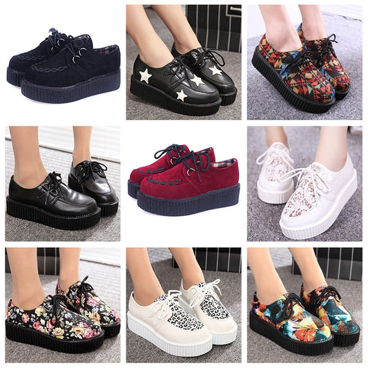 Size 35-41 Creepers Shoes Woman Casual Vintage plus size creepers platform shoes zapatos mujer Women Flats women Shoes - Shopy Max