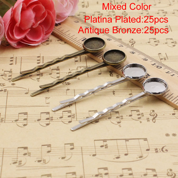 12mm Inner Size Metal Hairpins Blank Cabochon Hairpins Hair Snap - Shopy Max