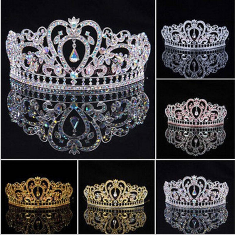 2016 New Arrival Luxuious AB Color Crystal Bridal Tiaras Fashion Princess Crown Silver Wedding Crowns Hair