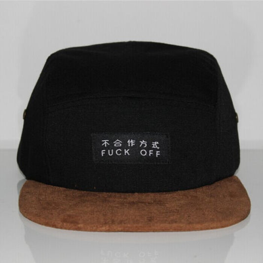 Japanese Letter Cotton Black Blank Brand 5 Panel Fitted Hat Men Women Snapback Cap Hip Hop Five Panel Snapback Baseball Hat - Shopy Max