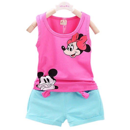 2016 New Casual Kid Girl Vest Set Short T-shirts+Pants 2pcs Tracksuit
