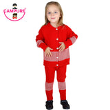 Brand Cardigan Sweater +Sweater Pants Suit Infant Girls Clothing Sets Cute Red White Weater Suits Toddler Kids Baby Clothes Set