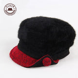 Snapback Caps Gorras Snapback Women Winter Warm Hat Thickening Double Rabbit Hair Button Earmuffs Knitted Visors Beret [gen-320]
