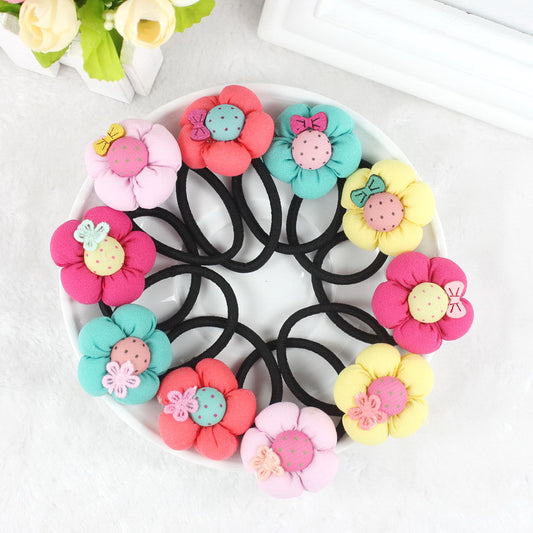 TS 5pcs Pumpkin flowers children baby girls hair accessories rubber bands - Shopy Max