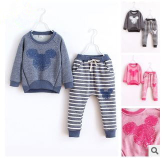 New autumn children's clothing sets baby girls boys cotton suits sets kids casual cartoon sweatshirt