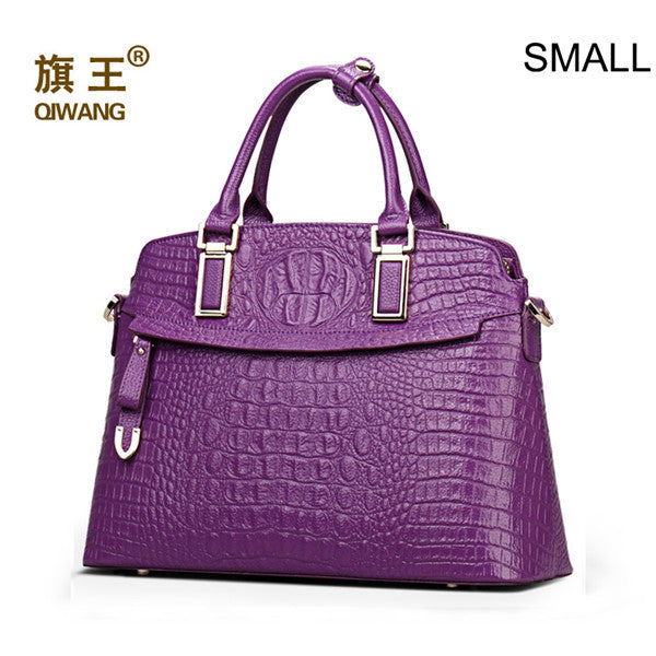 Qiwang Classic Crocodile Women Bag Big Brand Luxury Elegant Top-handle Bags Fashion - Shopy Max