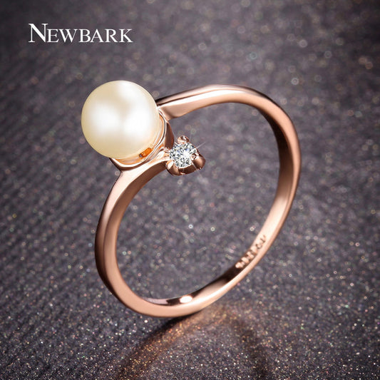 R121 Elegant Crystal Imitation Pearl Ring 18K Platinum Plated Made with Genuine Austrian Crystals Full Sizes Wholesale - Shopy Max