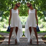 S M 3XL 5XL Women Summer Bohemian White Irregular Beach Dress Loose Flare Tunic - Shopy Max