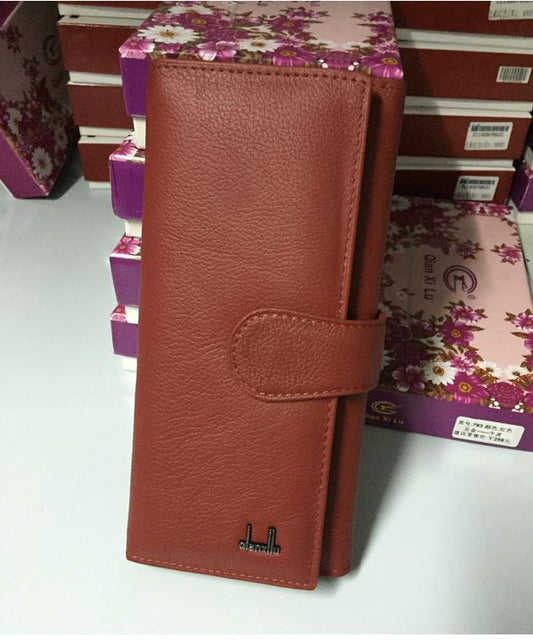 hot sale women genuine  leather wallet  brand luxury women three foldings  coin Purse handbag