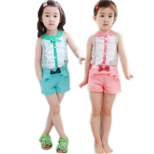 Hot summer style baby girl kids clothes bow princess clothing set baby girls clothes children