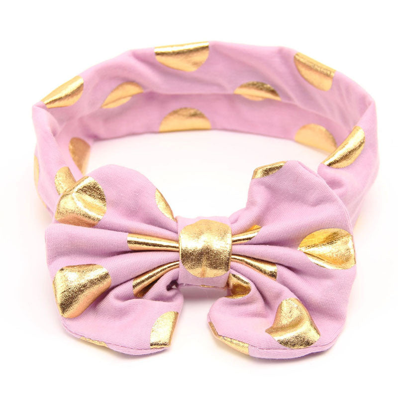 Gold Baby Headband Messy Bow Baby Head wraps Big Bow Baby Headband Head Wrap Newborn Infant Photo Prop Hair Accessories - Shopy Max