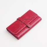 100% oil waxing cowhide wallet for women Long designer drew-string - Shopy Max