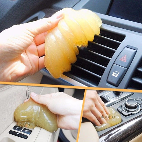 New Yellow Magic Car Vent Air Outlet Storage Box Interior Dust Glue Cleaner Tool Car Glue Clean Panel Door Handle Dust