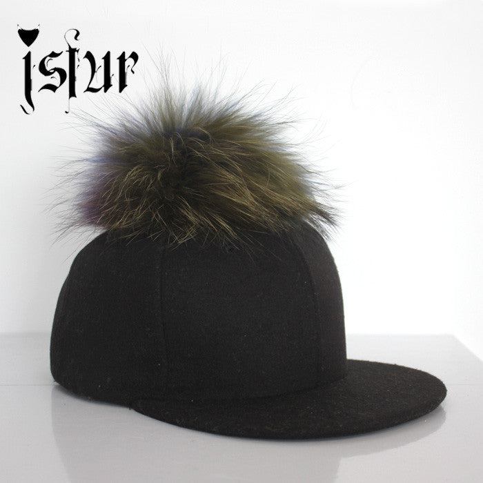 New Brand Women Bone Baseball Caps with Removable Rainbow Color Fur Ball Pompon Strapback Hats for Men