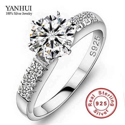 Have Silver Certificate of Authenticity 100% Solid 925 Sterling Silver Ring 1CT SONA CZ Diamond Engagement Ring for Women JZR051