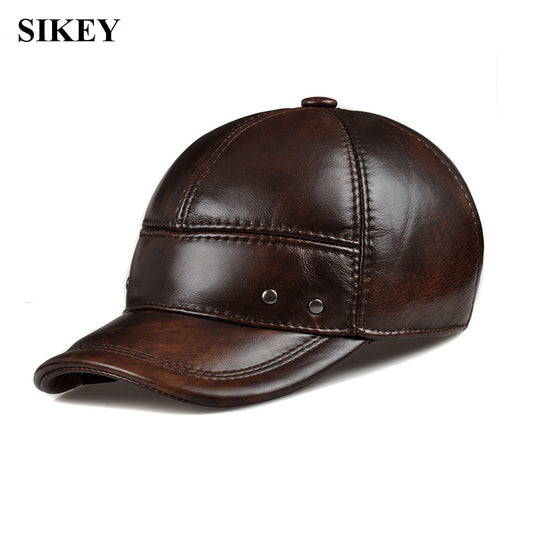 HL102  genuine leather men baseball cap hat CBD high quality  men's real
