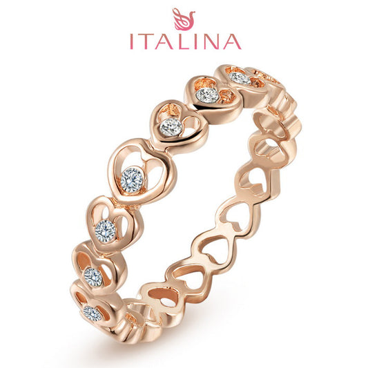 Italina brand Free shipping New 18K Gold Women's crystal heart jewelry made with swarovski element rings