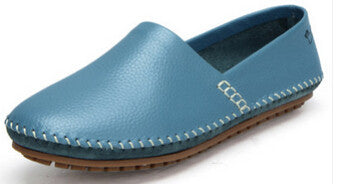 genuine leather shoes casual fashion moccasins female spring and autumn women's  flat single casual flat heel shoes lazy driving - Shopy Max