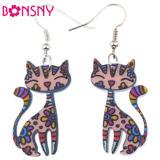 Drop Cat Colorful Earrings