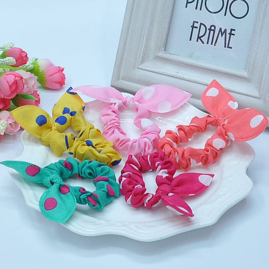 TS 16pcs Cute bunny Baby girl flower hair clip headbands ears dot chiffon - Shopy Max