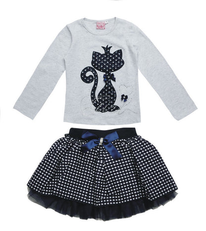 2016 Fashion winter Boutique Outfits Autumn Baby clothes Girls Sets With Cute cat Print Long Sleeve Tops - Shopy Max