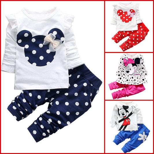 Summer Girls Clothes Kids Tshirt Legging Pants Sport Suit Baby Boy Girls Set Toddler Girl Clothing Suit Minnie Children Clothing
