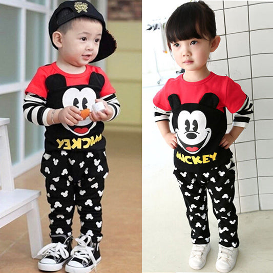 NEW Baby Kids Boys Girls Cartoon Mouse Sport Tracksuits 2pcs Outfit Sets 1-6Y