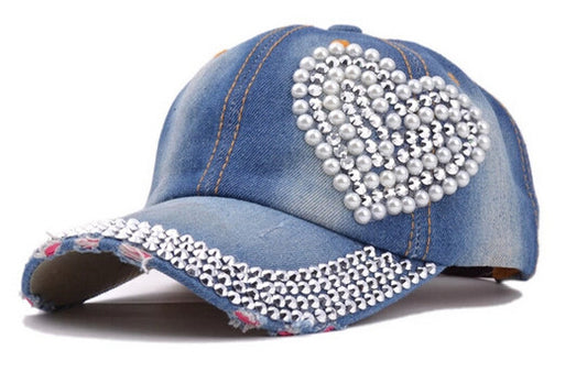 new snapbacks hats sport heart-shaped diamond pearl new cowboy bone torn jeans duck tongue baseball