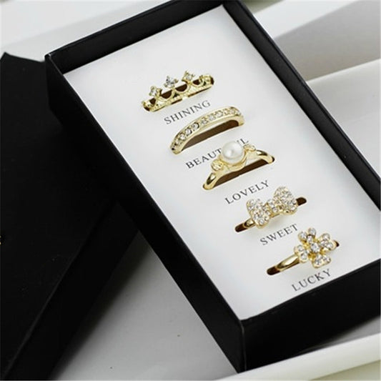 Fashion Rings Set Include 5 Pieces Rings Packed With Original Boxes Free Shipping Min.order is $15(mix order) - Shopy Max
