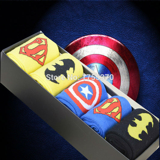 Unique Super American Heroes 100% Cotton Socks Men's Socks Film Personage Nice Socks
