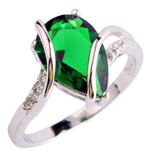 Fashion Jewelry Absorbing Green Emerald Quartz 925 Silver Ring Size 6 7 8 9 10 Women Gift  for loves' Free Shipping Wholesale - Shopy Max