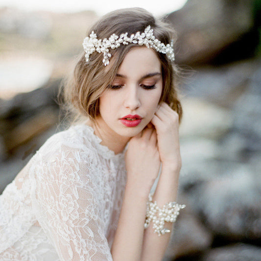 Hot Bridal Imitation Pearl Rhinestone Headbands Headpiece Flower Shape Wedding Hair Accessories